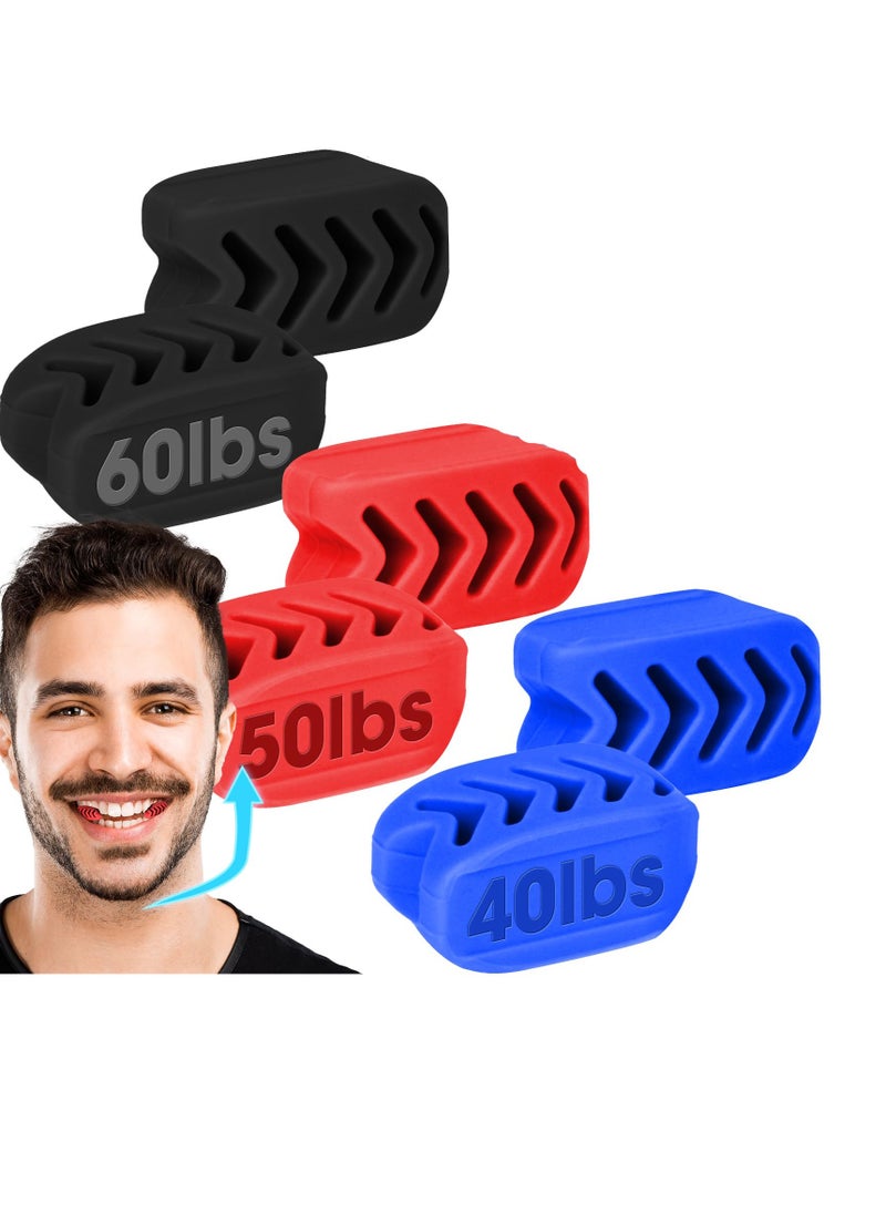 SYOSI 2024 Upgraded Jaw Exerciser for Men & Women 6pcs 3 Resistance Levels, Silicone Jawline Exerciser Jaw Trainer Strengthener Jawline Shaper for All Level Users BPA Free Blue Red Black  - Image 1