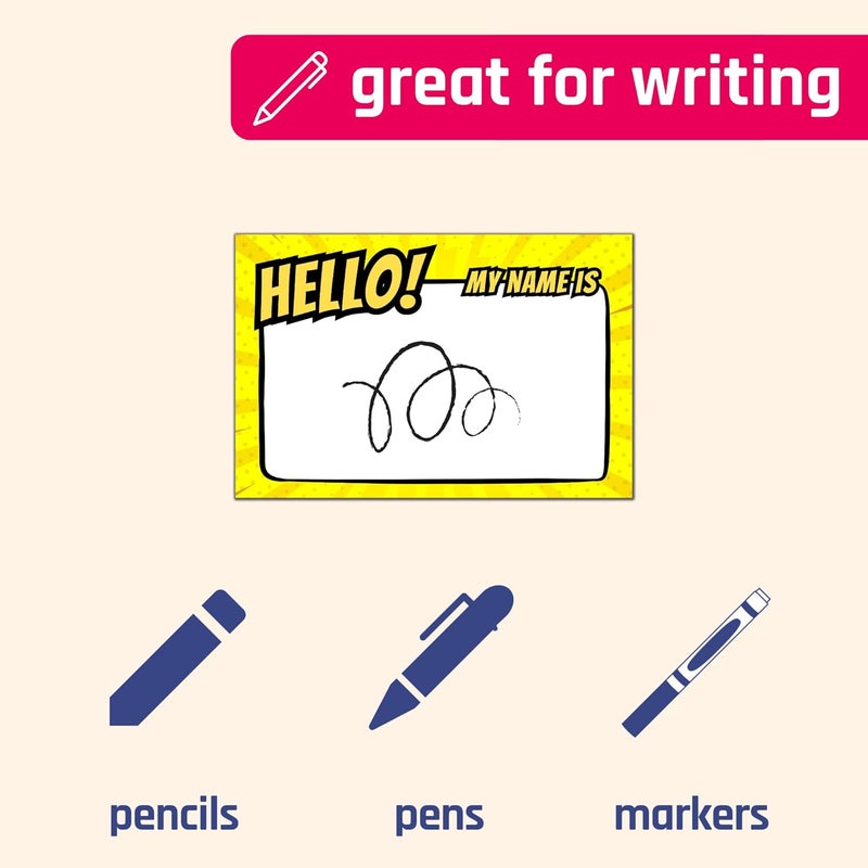 TownStix 200 قطعة ملصقات أسماء للأطفال مرحبًا، اسمي بطل خارق ملصقات حفلات ممتعة 5 تصميمات 3 × 2 - Image 3