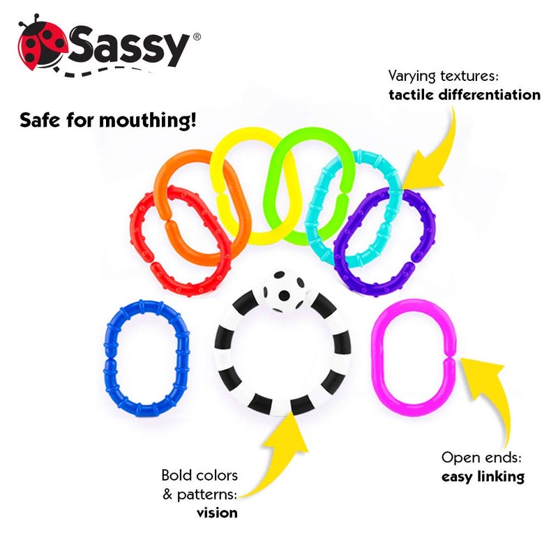 Sassy Ring O Links 9 Piece Set, Links for Stroller or Carrier Seat, 0+ Months - Image 2