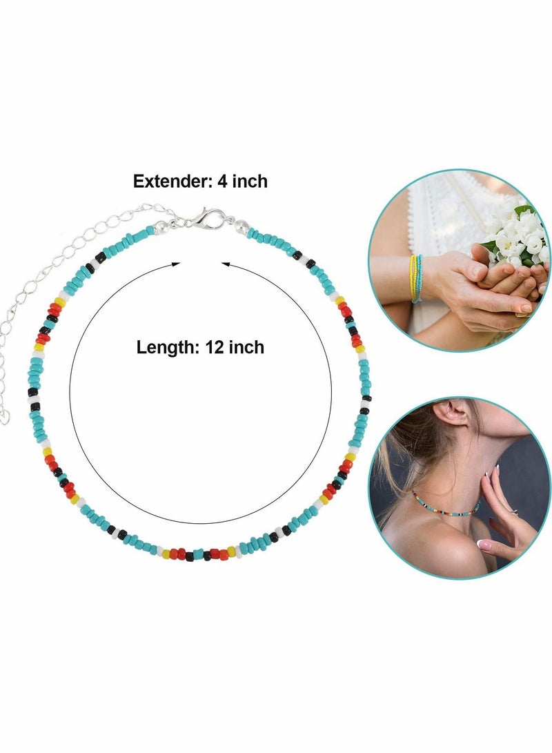 Excefore Boho Beaded Choker Necklace Women Bohemian Seed Beads Choker Colorful Bead Necklace for Women Girls (16 PCS) - Image 5