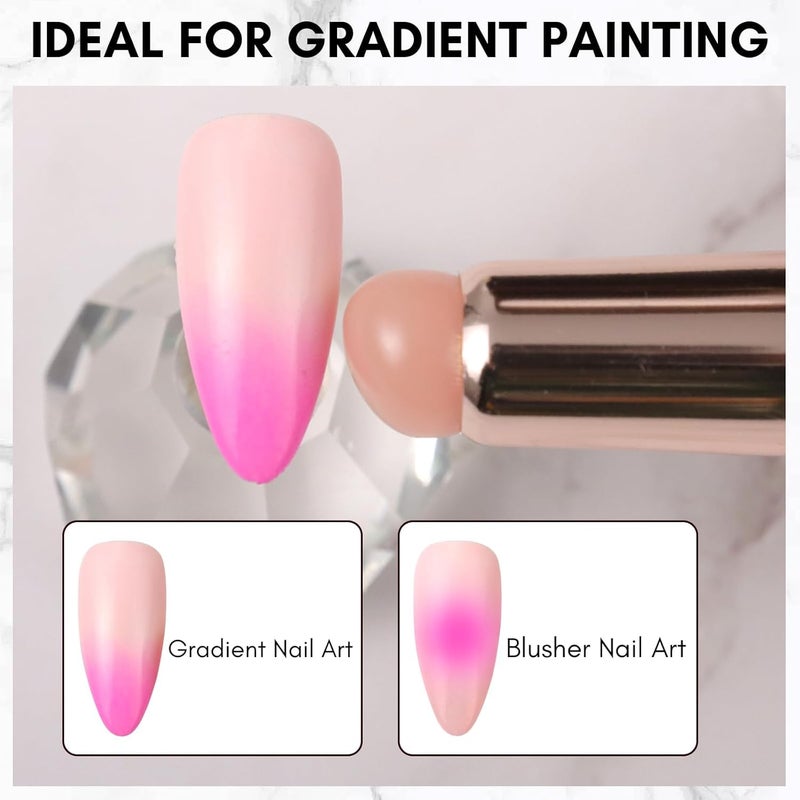 QUEENFINGER Nail Brush - 1pcs Reusable Chrome Powder Applicator, Pink Art Pen Silicone Brushes For Pat Ombre Gel and French Nails, Lipstick, Concealer, Eyeshadow (PINK) - Image 3