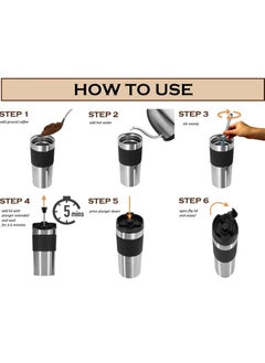 Hihonor 16oz French Press Tumbler,Portable coffee maker french press Insulated Mug with double Wall Stainless Steel,French press Mug,  Portable coffee mug  - Image 4