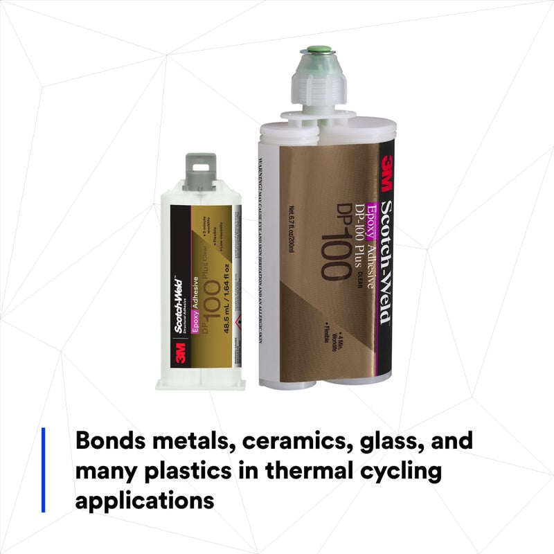 3M Scotch-Weld Epoxy Adhesive DP100 Plus, Clear, Professional Grade, Fast Handling and Cure, 48.5 mL (1.64 fl oz) Duo-Pak - Image 4