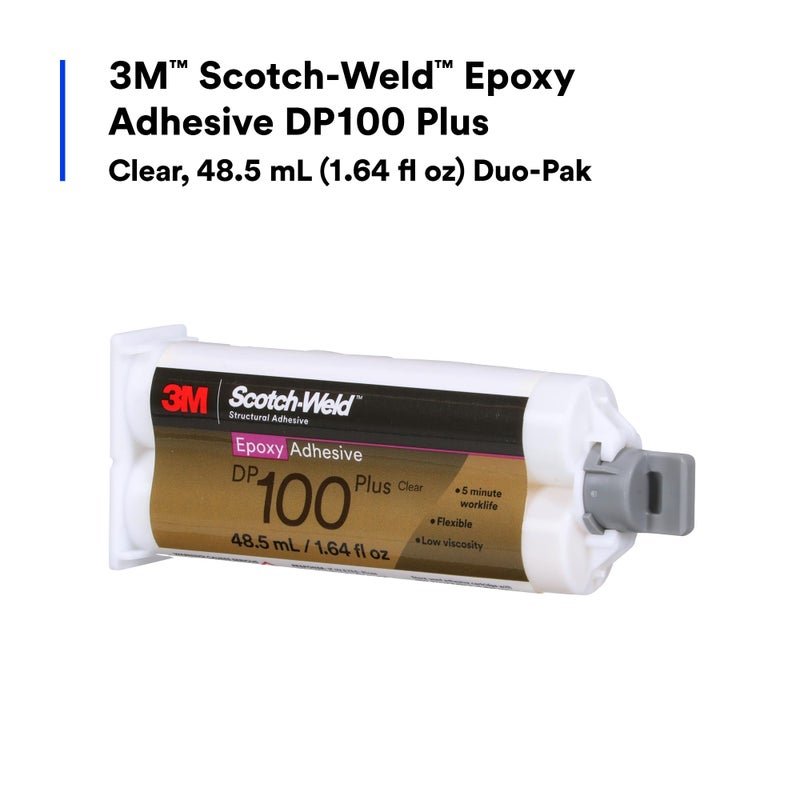 3M Scotch-Weld Epoxy Adhesive DP100 Plus, Clear, Professional Grade, Fast Handling and Cure, 48.5 mL (1.64 fl oz) Duo-Pak - Image 2
