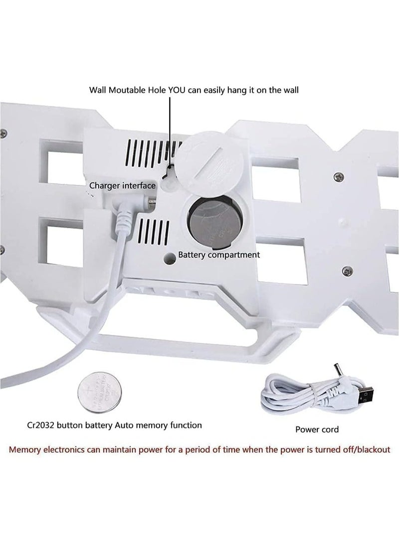 Concretization Digital 3D Wall Led Alarm Clock，White Number Time Clock with Automatic Brightness Adjustable, 12/24 Hr Time/Date Temperature Display, Electric Nightlight Alarm Clock for Modern Home Decoration - Image 3