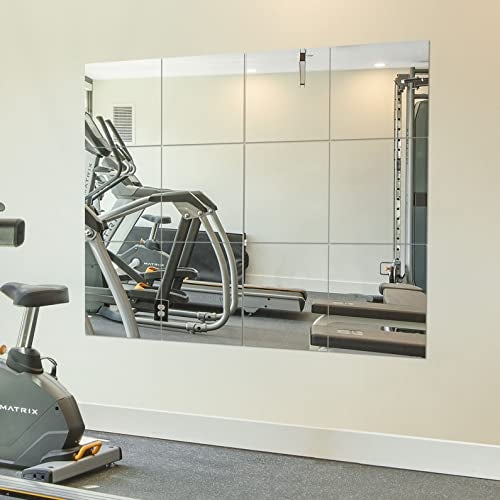 Ruomeng Full Length Wall Mirror Tiles, 12" x 12" x 4Pcs Frameless Wall Mounted Mirror Glass Wall Mirror for Home Gym, Door, Bedroom, Living Room - Image 5