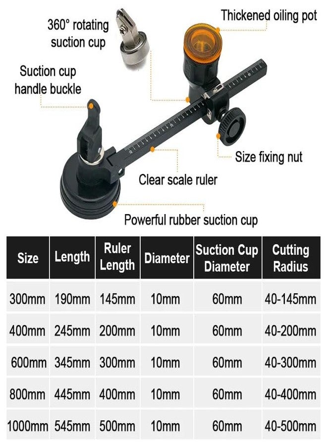 UPTODATETOOLS 6" Glass Circle Cutter Cutting Wheels Compasses Glass Suction Glass Circle Cutter Tool Industrial Grade Glass Cutter - Image 5