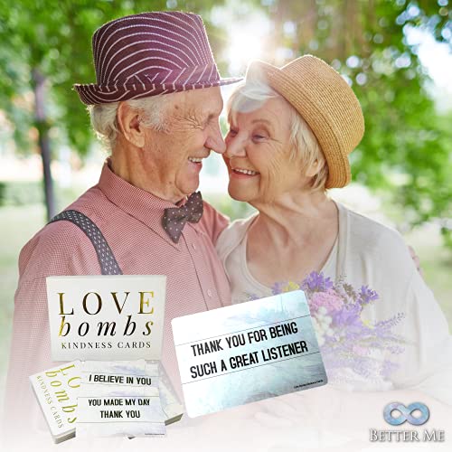 Better Me Love Bombs Kindness Cards – 111 Appreciation & Gratitude Cards, Love Notes for Him & Her, Just Because Gifts, Perfect for Valentine's Day (White & Gold) - Image 2