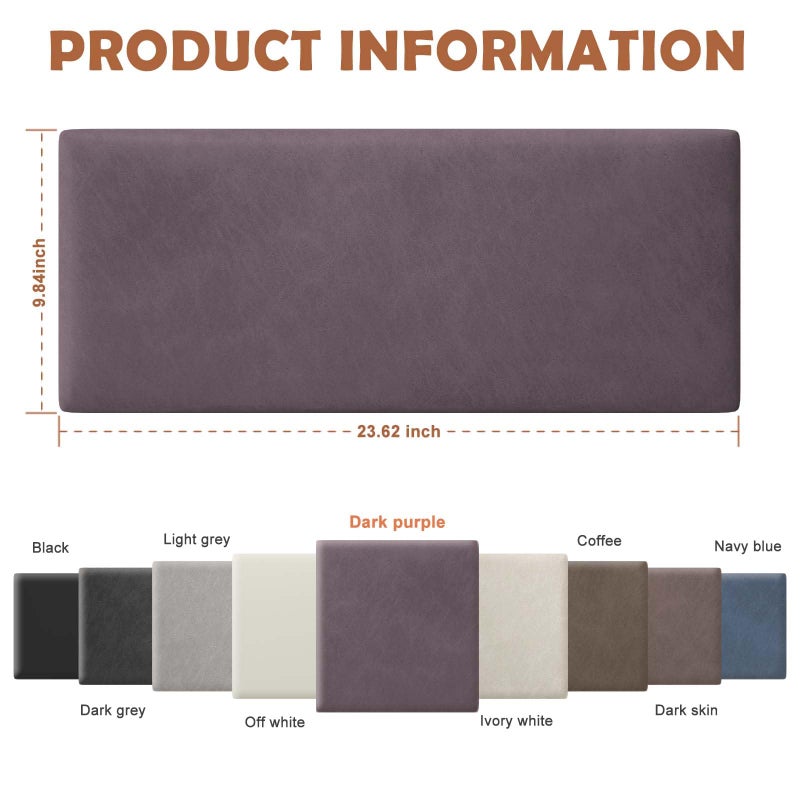IFNOW Wall Mounted Upholstered Headboard King, 3D Peel and Stick Soundproof Panels, Reusable and Removable Padded Leather Bed Headboard, 12 Panels 9.84" x 23.62", Dark Purple - Image 2
