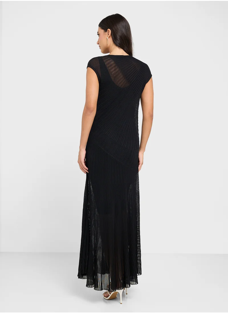تيد بيكر Celyina Engineered Sheer Detail Knitted Midi Dress
