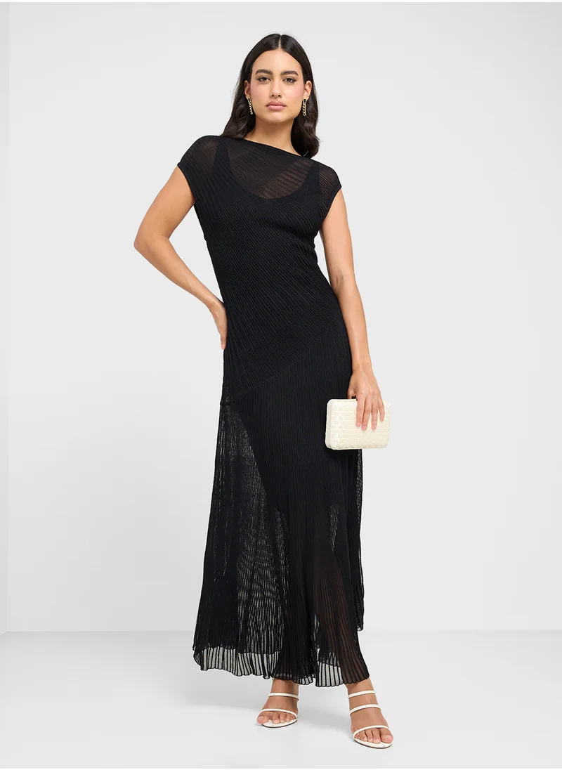 تيد بيكر Celyina Engineered Sheer Detail Knitted Midi Dress