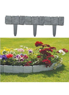 yongsheng 10 Pcs Garden Edging Borders Plastic Landscape Edging Imitation Stone Effect Fence Grey Flower Bed Edging Decorative Lawn Fence  - Image 1