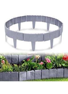 yongsheng 10 Pcs Garden Edging Borders Plastic Landscape Edging Imitation Stone Effect Fence Grey Flower Bed Edging Decorative Lawn Fence  - Image 3