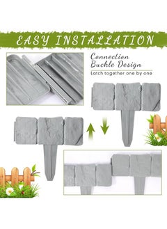 yongsheng 10 Pcs Garden Edging Borders Plastic Landscape Edging Imitation Stone Effect Fence Grey Flower Bed Edging Decorative Lawn Fence  - Image 4