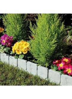 yongsheng 10 Pcs Garden Edging Borders Plastic Landscape Edging Imitation Stone Effect Fence Grey Flower Bed Edging Decorative Lawn Fence  - Image 2