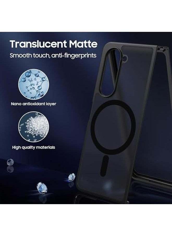 erorex Magnetic For Samsung Galaxy Z Fold 6 Case Compatible With Mag Safe Military Grade Drop Slim Translucent Matte Hard Back And Soft Bumper Shockproof Protective Phone Cover For Z Fold 6 5G  - Image 2