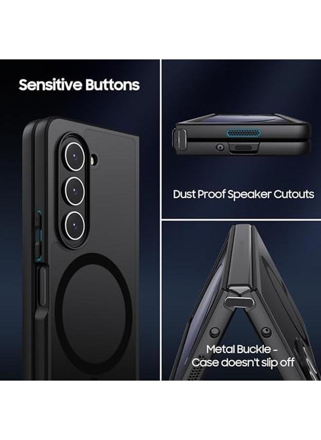 erorex Magnetic For Samsung Galaxy Z Fold 6 Case Compatible With Mag Safe Military Grade Drop Slim Translucent Matte Hard Back And Soft Bumper Shockproof Protective Phone Cover For Z Fold 6 5G  - Image 3
