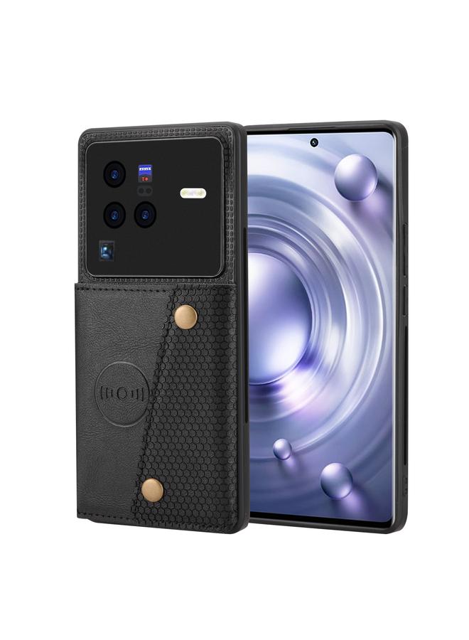 كيس لهاتف فيفو X80 Pro مع مشبك مزدوج وفتحات للبطاقات وحافظة مغناطيسية