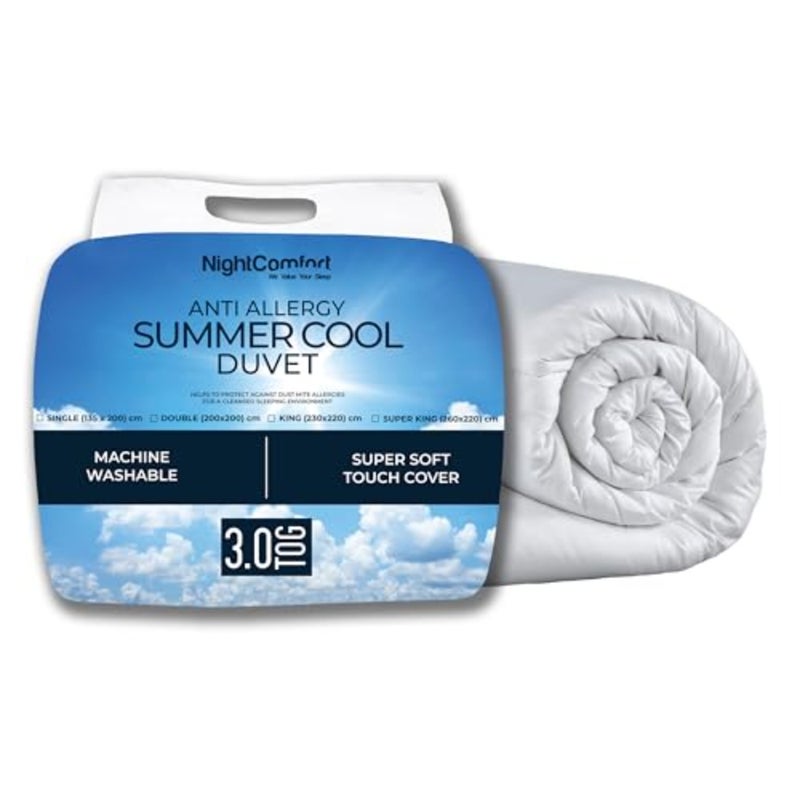 Anti Allergy Luxury 3 Tog Summer Duvet, King Size - Premium Microfibre Quilt Filled with Fluffy Hollowfibre - Image 1