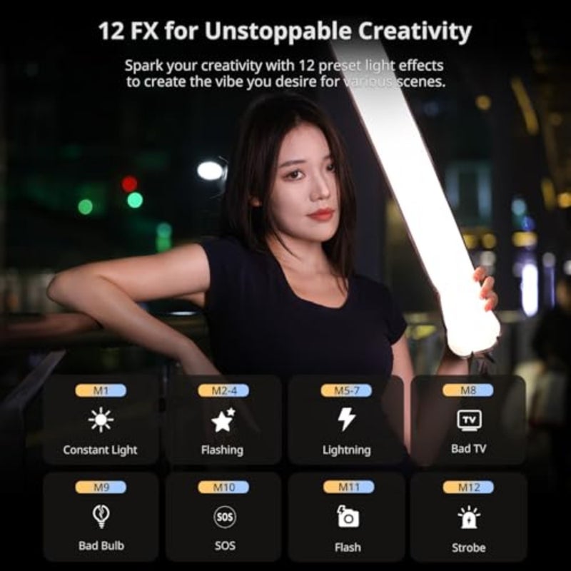 UA20 مصباح أنبوب هواء قابل للحمل، مصباح أنبوب هواء، لونين 2700-6500 كلفن، مصباح فيديو LED محمول باليد، بطارية 18 وات، قابلة لإعادة الشحن عبر USB-C، أنبوب LED قابل للنفخ مقاوم للماء - Image 5