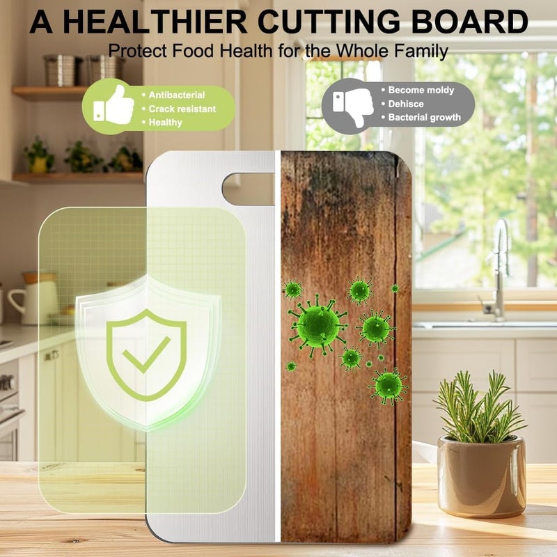 BLOCE Titanium Cutting Board for Kitchen, Stainless Non Stick Chopping Board, Upgrade Double Sided Food-Grade Titanium Board for Kitchen for Meat Cheese Vegetable (X-Large) - Image 4