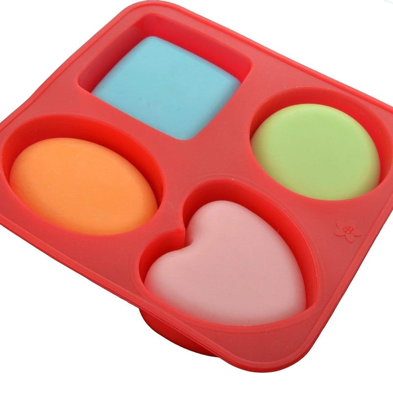 Clazkit Silicone Circle, Square, Oval and Heart Shape Soap Cake Making Mould, Multicolor - Image 4
