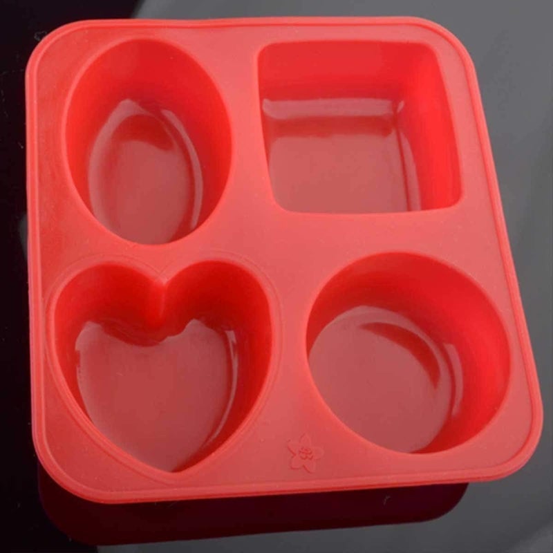 Clazkit Silicone Circle, Square, Oval and Heart Shape Soap Cake Making Mould, Multicolor - Image 2