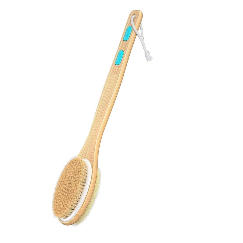 Relatable Shower Brush with Soft and Stiff Bristles, Bath Dual-Sided Long Handle Back Scrubber Body Exfoliator for Wet or Dry Brushing (Soft and Stiff Bristles) - Image 1