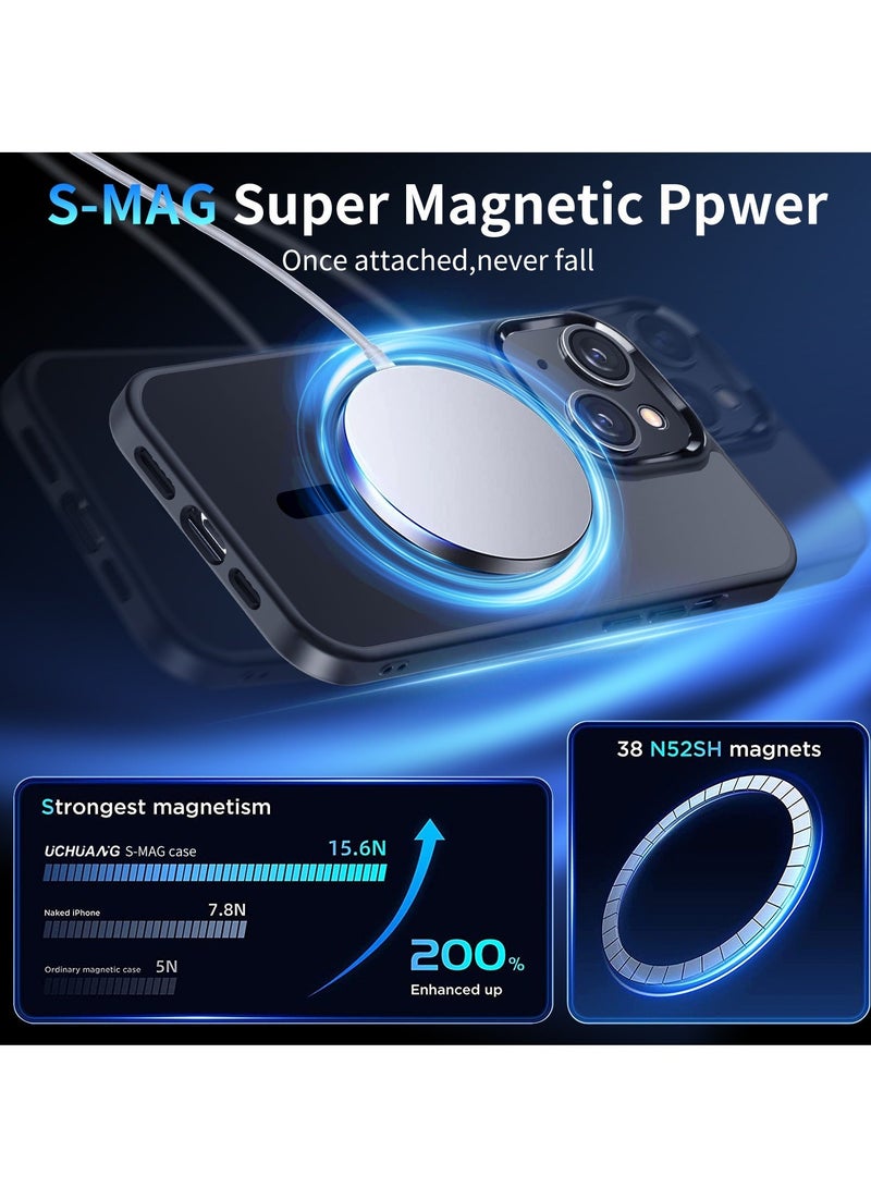 TEAM LUXURY iPhone 13 MagSafe Case Cover Slim thin Anti-Yellow Shockproof Protection Hard Scratch-Resistant Back Military-Grade Clear Case for Apple iPhone 13 - Black - Image 2