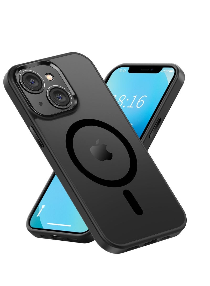 TEAM LUXURY iPhone 13 MagSafe Case Cover Slim thin Anti-Yellow Shockproof Protection Hard Scratch-Resistant Back Military-Grade Clear Case for Apple iPhone 13 - Black - Image 1