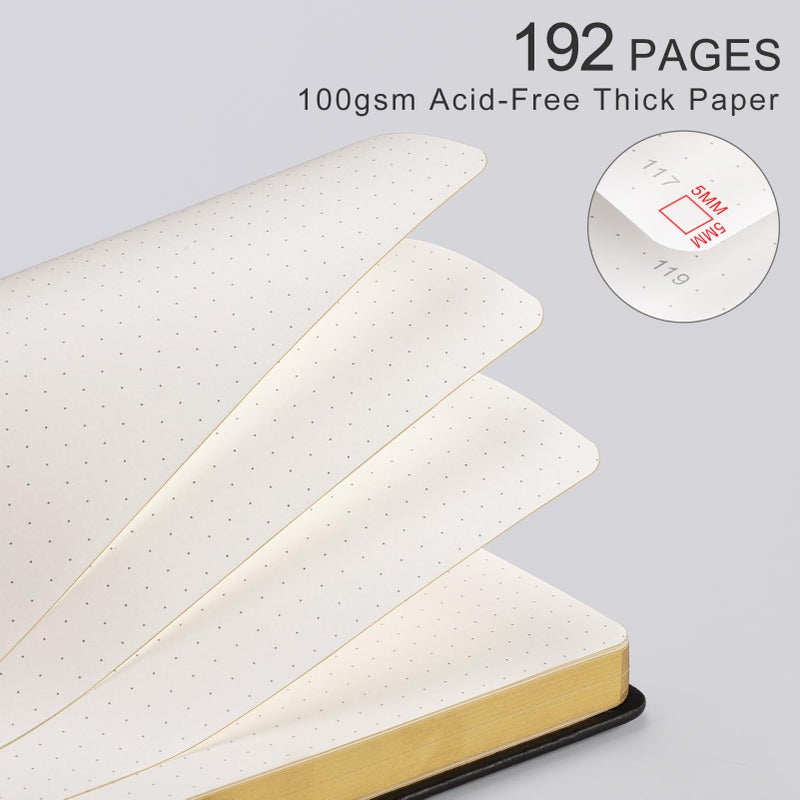 LOAPEM Dotted Journal for Women Men, 192 Pages A5 Notebook Journal, Hardcover Notebook with 100Gsm Thick Pages, Leather Note Book for Writing, Travel, Business, Office, Prayer 5.7 x 8.3,Black - Image 5