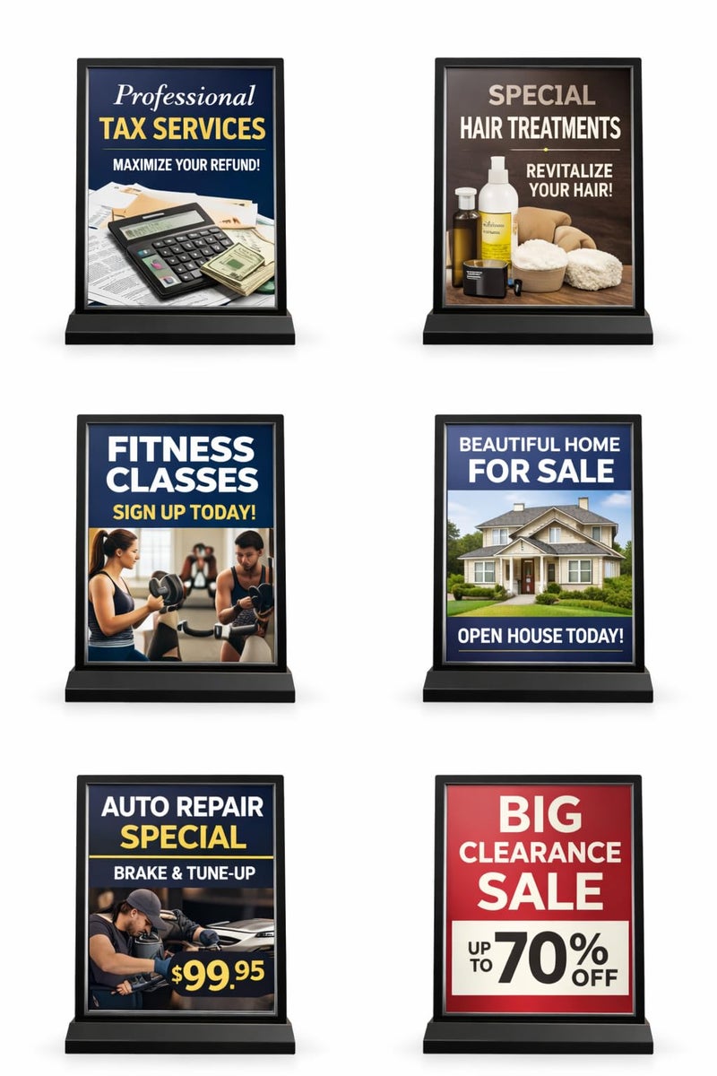 CLOUDHOME Abs Sign Holder Table Sign Holder Double Sided A4 Size Clear Plastic Desktop Display Holder Menu Stand Sign Holders for School, Office, Hotel, Party (NO LED and NO Battery Not A Light Box) - Image 2