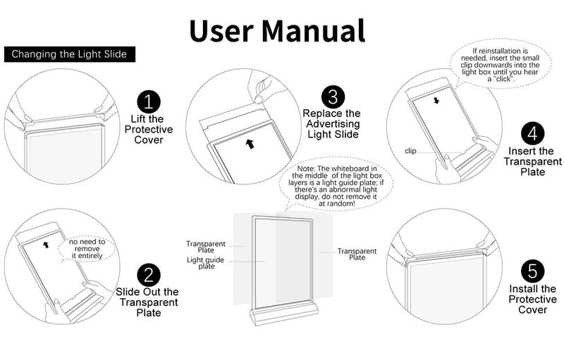 CLOUDHOME Abs Sign Holder Table Sign Holder Double Sided A4 Size Clear Plastic Desktop Display Holder Menu Stand Sign Holders for School, Office, Hotel, Party (NO LED and NO Battery Not A Light Box) - Image 4