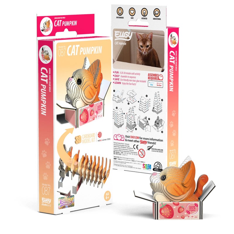 Eugy Cat - Pumpkin 3D Puzzle  27 Piece Eco-Friendly Educational Learning Puzzles for Kids 6+ - Image 4
