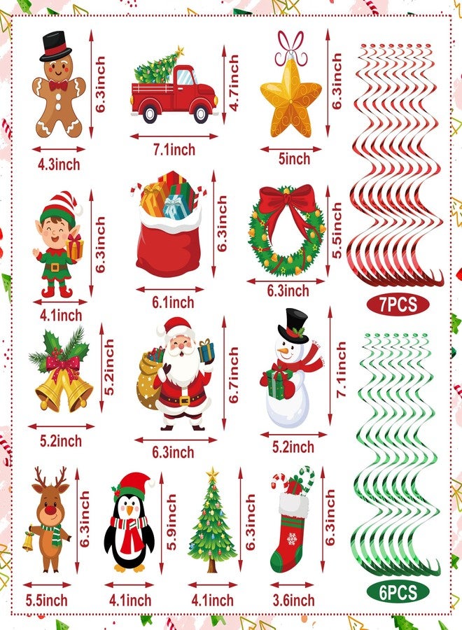 Maniaacer Merry Christmas Party Decorations Pre-strung Merry Christmas Banner with Hanging Swirls Red Green Santa Claus Snowman Hanging Ceiling Swirl for Xmas Holiday Party Home Decor - Image 3