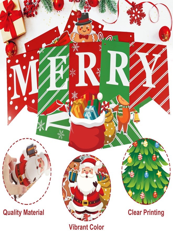 Maniaacer Merry Christmas Party Decorations Pre-strung Merry Christmas Banner with Hanging Swirls Red Green Santa Claus Snowman Hanging Ceiling Swirl for Xmas Holiday Party Home Decor - Image 4