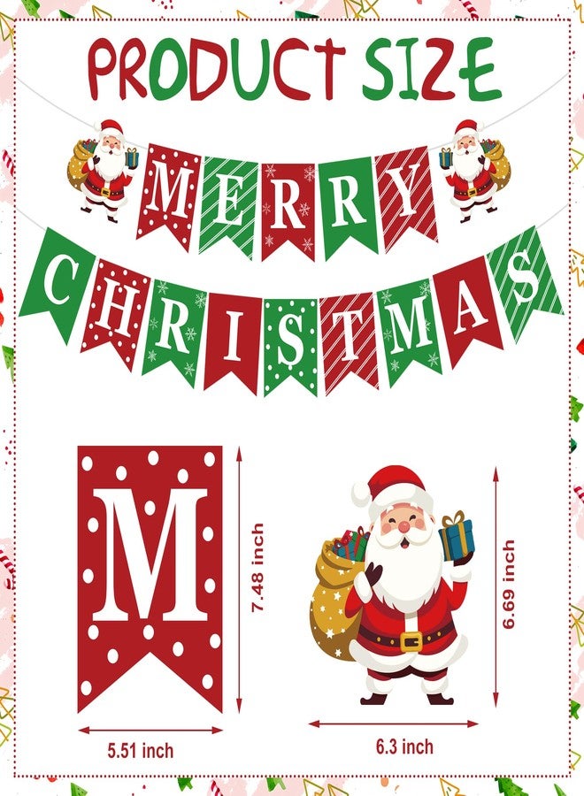 Maniaacer Merry Christmas Party Decorations Pre-strung Merry Christmas Banner with Hanging Swirls Red Green Santa Claus Snowman Hanging Ceiling Swirl for Xmas Holiday Party Home Decor - Image 2