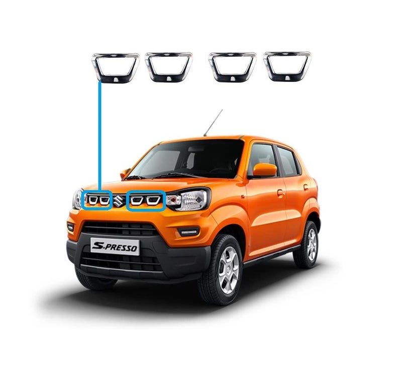 DDSONS حلقة كروم أمامية لشبكة سيارة ماروتي إس-بريسو (مجموعة من 4 قطع) - Image 1