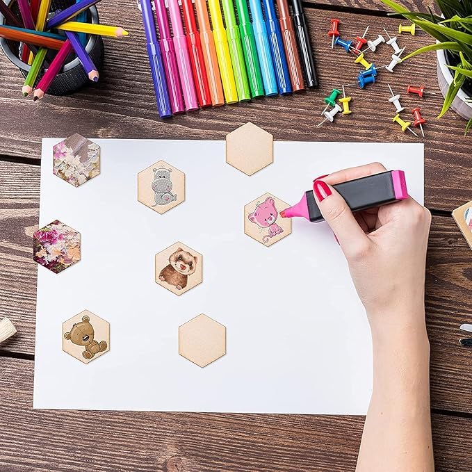 Manas Impex Hexagon Premium MDF Pine Wood 400 MM MDF Boards for Art and Craft - 2 mm Thickness Unfinished Square Wood Slices for Resin Art, Mandala Art,Pyrography, Painting (40 cm x 40 cm ) (Pack Of 2)  - Image 2
