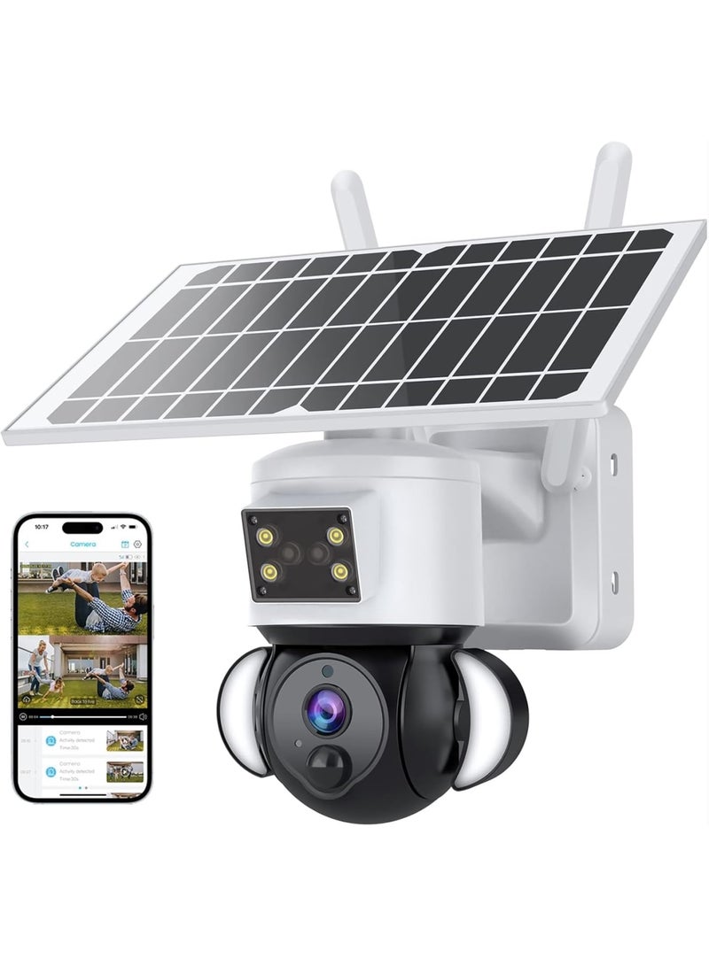 SYOSI Solar Security Cameras, 6MP FHD WiFi 360° View 15000mAh Solar Powered Cameras for Home, PIR Motion Sensor Flood Light with Siren, Two-Way Audio, Color Night Vision, UBOX Smart Life  - Image 1