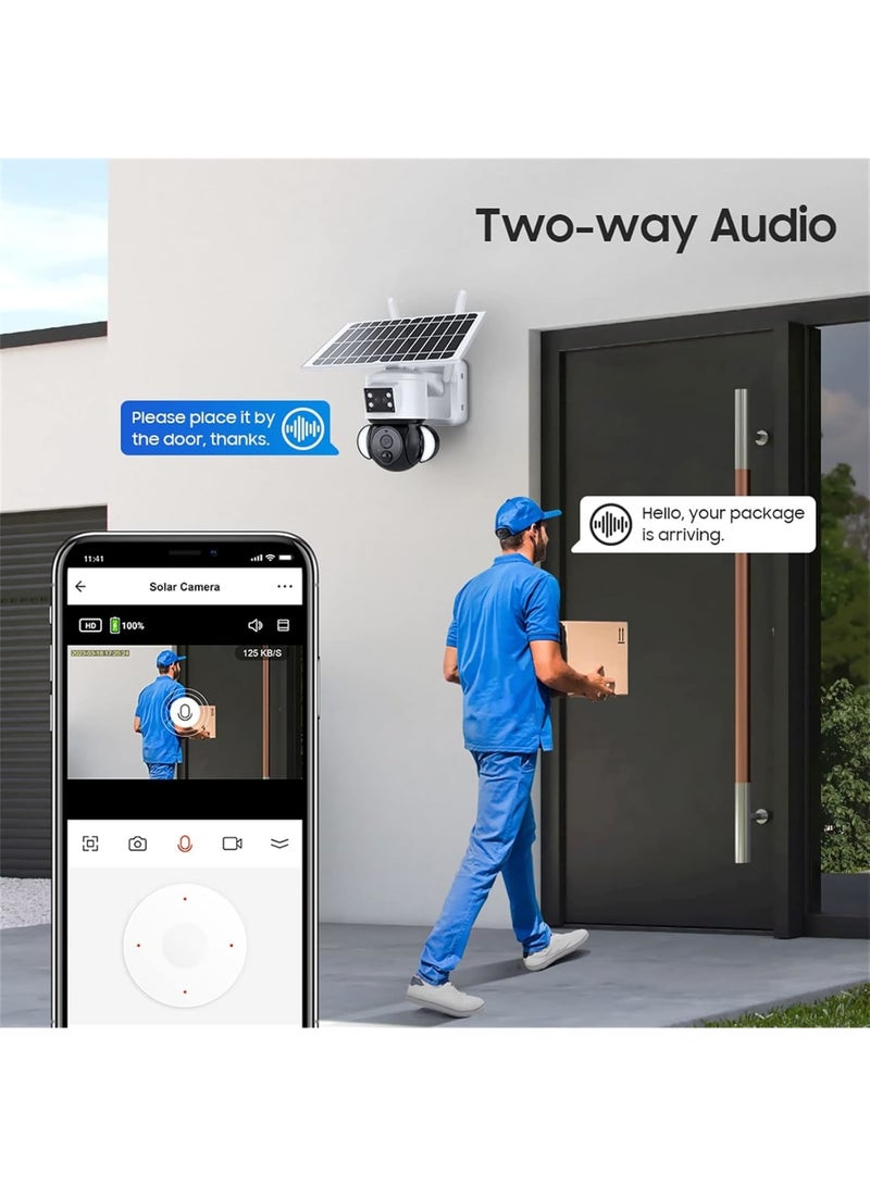 SYOSI Solar Security Cameras, 6MP FHD WiFi 360° View 15000mAh Solar Powered Cameras for Home, PIR Motion Sensor Flood Light with Siren, Two-Way Audio, Color Night Vision, UBOX Smart Life  - Image 4