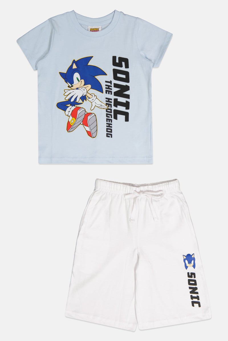 SONIC طقم تي شيرت وشورتات مطبوع للأطفال الأولاد مكون من 2 قطعة، متعدد الألوان - Image 2