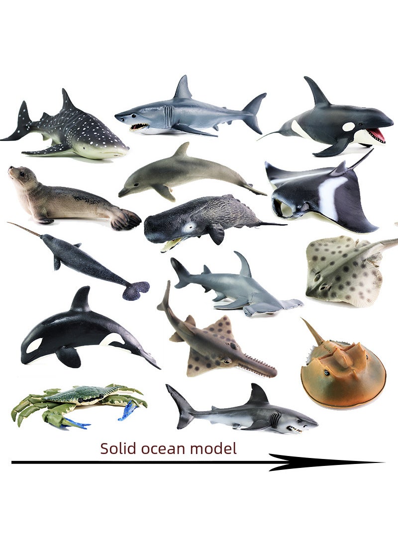 Generic - Solid Ocean Animal Model Realistic Simulation Shark Whale Toy Educational Decoration Childrens Plaything Marine Life Replica Deep Sea Crab - Image 1