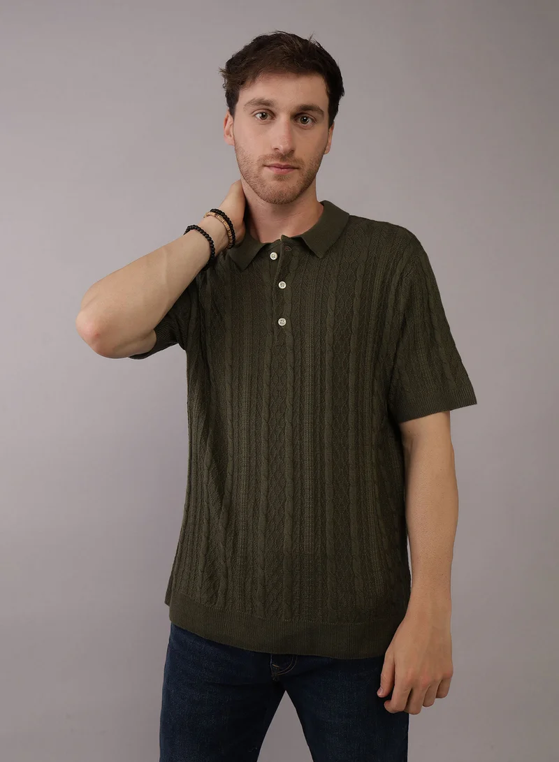 امريكان ايجل Textured Polo Neck Sweater