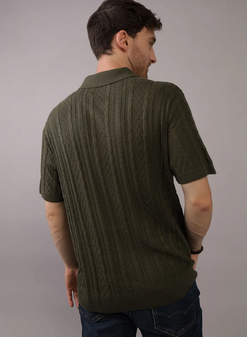 امريكان ايجل Textured Polo Neck Sweater