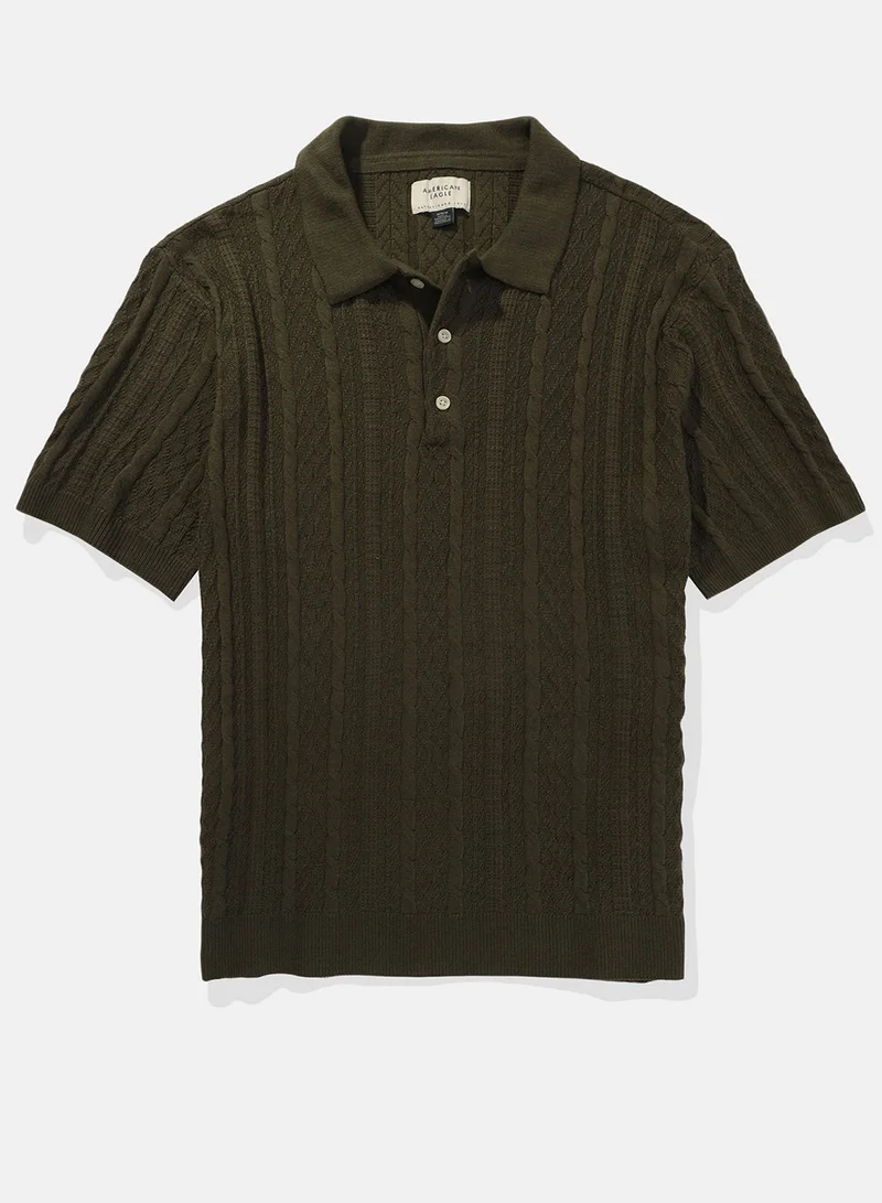 امريكان ايجل Textured Polo Neck Sweater