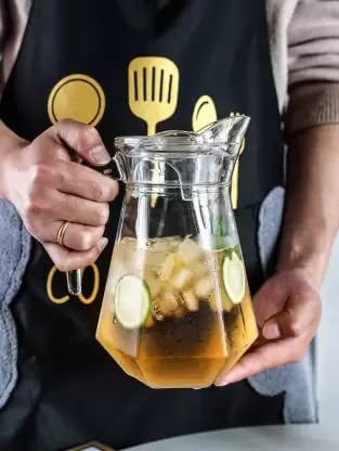 NVRA Premium 1300ml Glass Water Jug with Plastic Lid & Handle | 1.3L Transparent Beverage Carafe for Home, Office, Etc | Pitcher for Serve Water Milk Juice Beverage Chaas Cocktail (Duck Pot Jug) - Image 3