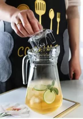 NVRA Premium 1300ml Glass Water Jug with Plastic Lid & Handle | 1.3L Transparent Beverage Carafe for Home, Office, Etc | Pitcher for Serve Water Milk Juice Beverage Chaas Cocktail (Duck Pot Jug) - Image 2