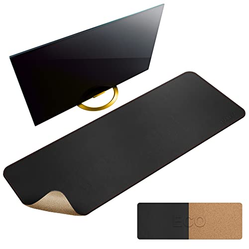 MAIDERN 472 x 157 Cork Leather Desk Pad Large XXL Mat Full Mouse Pad Dual Sided Protector for Gaming Home Office Black - Image 1