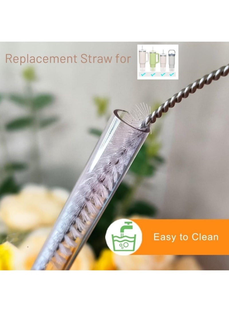 STN 10 Pack Reusable Straws for Stanley Cup 40oz – 12" Extra Long Replacement Straws, BPA-Free, Includes Cleaning Brush (Tritan-Clear Transparent) - Image 3